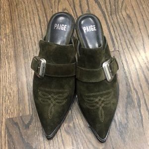 Green Suede Western Mule